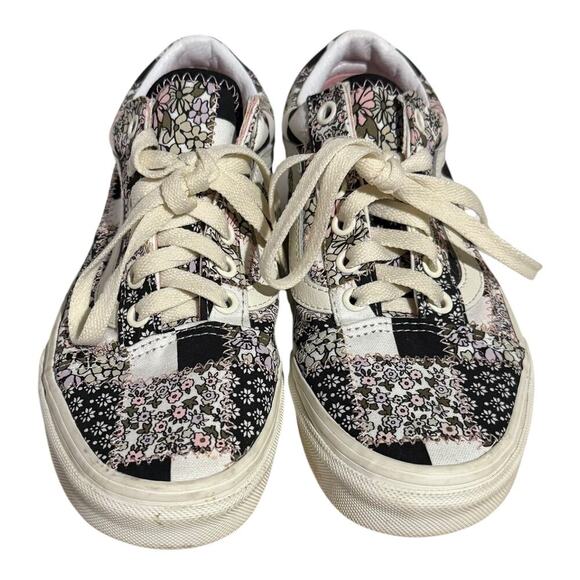 Vans Old Skool Floral Patchwork Sneakers Women's 6.5 Black Pink White Retro Skt - Picture 4 of 10